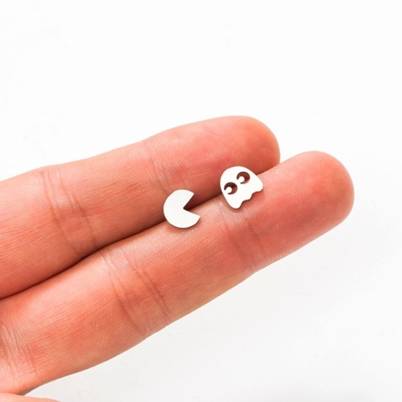 Jewelry - NWT Sterling silver trendy Pac man earring studs